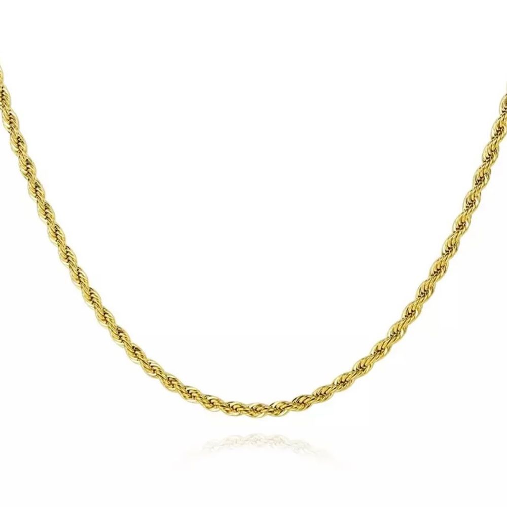 18k Gold Plated 316L Stainless Steel Rope Chain Necklace